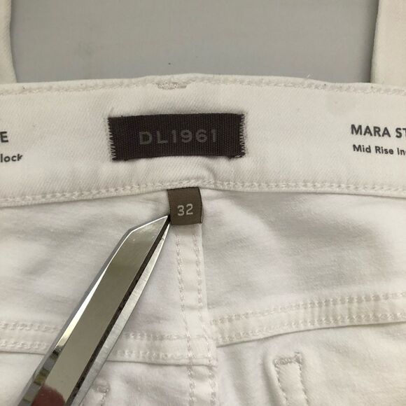 DL1961 Mara Straight Mid-Rise Instasculpt Ankle Jeans White Size 14/32 - Picture 10 of 15